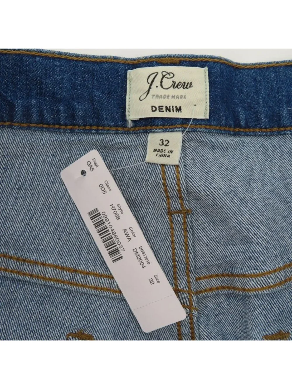 J Crew Women 32 Blue Jean Button Fly Skirt Whiskered Denim Pockets Cotton NEW